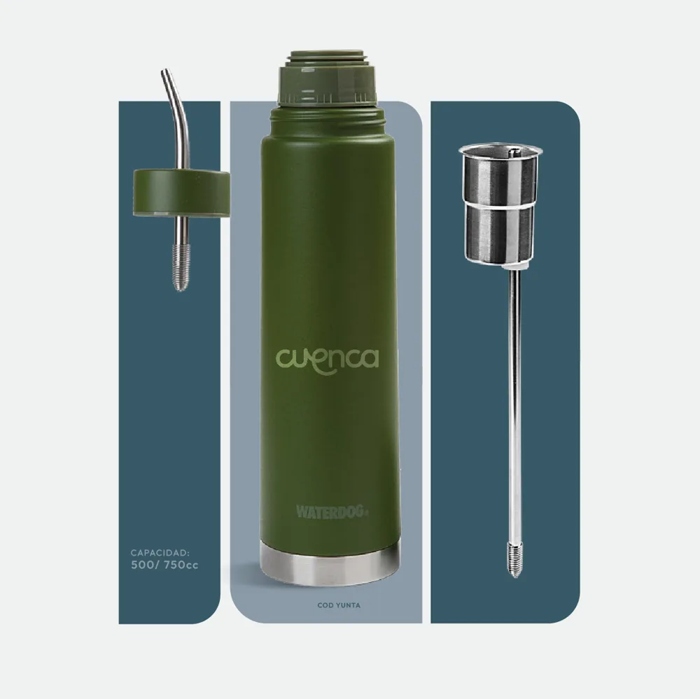Kit Mi Mate 2 en 1: termo verde con mate y bombilla integrados